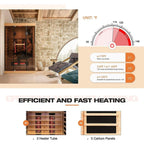 Thermora Valen Luxury 2000W 2-Person Low EMF FAR Infrared Heat Wood Home Personal Spa Sauna W/ Panoramic Tempered Glass (SAK27481)